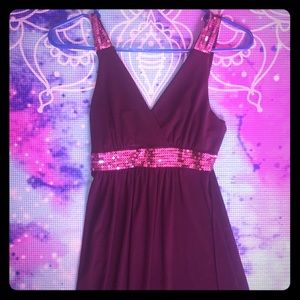 Knee Length Dress, V Neck Cut, Sparkle Accents
